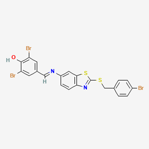 2,6-dibromo-4-[(E)-({2-[(4-bromobenzyl)sulfanyl]-1,3-benzothiazol-6-yl}imino)methyl]phenol