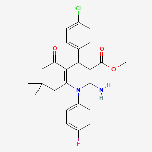 Methyl 2-amino-4-(4-chlorophenyl)-1-(4-fluorophenyl)-7,7-dimethyl-5-oxo-1,4,5,6,7,8-hexahydroquinoline-3-carboxylate