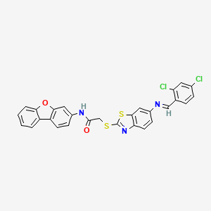 N-(Dibenzo[B,D]furan-3-YL)-2-[(6-{[(Z)-(2,4-dichlorophenyl)methylene]amino}-1,3-benzothiazol-2-YL)sulfanyl]acetamide