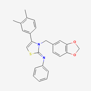 N-[(2Z)-3-(1,3-benzodioxol-5-ylmethyl)-4-(3,4-dimethylphenyl)-1,3-thiazol-2(3H)-ylidene]aniline