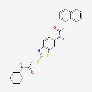 molecular formula C27H27N3O2S2 B15011432 N-(2-{[2-(cyclohexylamino)-2-oxoethyl]sulfanyl}-1,3-benzothiazol-6-yl)-2-(naphthalen-1-yl)acetamide 