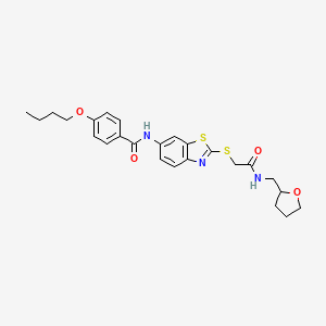 4-butoxy-N-[2-({2-oxo-2-[(tetrahydrofuran-2-ylmethyl)amino]ethyl}sulfanyl)-1,3-benzothiazol-6-yl]benzamide