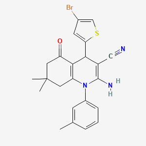 2-Amino-4-(4-bromothiophen-2-yl)-7,7-dimethyl-1-(3-methylphenyl)-5-oxo-1,4,5,6,7,8-hexahydroquinoline-3-carbonitrile