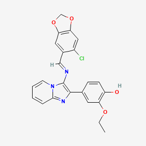 4-(3-{[(E)-(6-chloro-1,3-benzodioxol-5-yl)methylidene]amino}imidazo[1,2-a]pyridin-2-yl)-2-ethoxyphenol