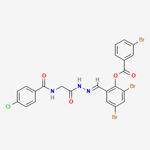 2,4-Dibromo-6-[(E)-({2-[(4-chlorophenyl)formamido]acetamido}imino)methyl]phenyl 3-bromobenzoate