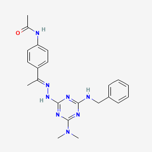 molecular formula C22H26N8O B15011505 N-{4-[(1E)-1-{2-[4-(benzylamino)-6-(dimethylamino)-1,3,5-triazin-2-yl]hydrazinylidene}ethyl]phenyl}acetamide 