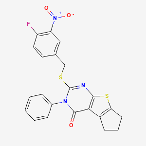 2-[(4-fluoro-3-nitrobenzyl)sulfanyl]-3-phenyl-3,5,6,7-tetrahydro-4H-cyclopenta[4,5]thieno[2,3-d]pyrimidin-4-one