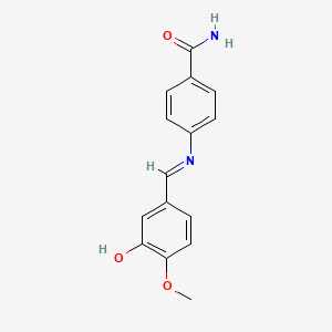 4-{[(E)-(3-hydroxy-4-methoxyphenyl)methylidene]amino}benzamide