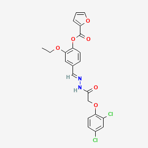 molecular formula C22H18Cl2N2O6 B15011572 4-[(E)-{2-[(2,4-dichlorophenoxy)acetyl]hydrazinylidene}methyl]-2-ethoxyphenyl furan-2-carboxylate 