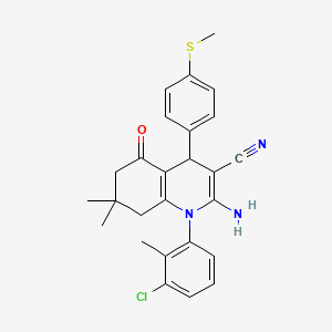 2-Amino-1-(3-chloro-2-methylphenyl)-7,7-dimethyl-4-(4-(methylthio)phenyl)-5-oxo-1,4,5,6,7,8-hexahydroquinoline-3-carbonitrile