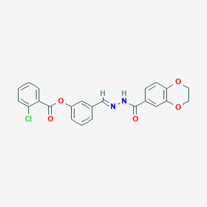 molecular formula C23H17ClN2O5 B15011620 3-{(E)-[2-(2,3-dihydro-1,4-benzodioxin-6-ylcarbonyl)hydrazinylidene]methyl}phenyl 2-chlorobenzoate 