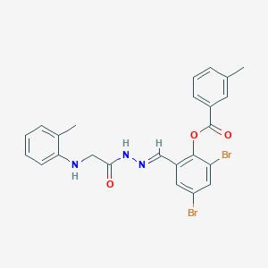 2,4-Dibromo-6-[(E)-({2-[(2-methylphenyl)amino]acetamido}imino)methyl]phenyl 3-methylbenzoate