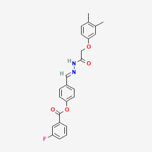 4-[(E)-{2-[(3,4-dimethylphenoxy)acetyl]hydrazinylidene}methyl]phenyl 3-fluorobenzoate