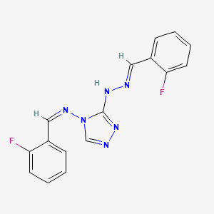 molecular formula C16H12F2N6 B15011683 3-[(2E)-2-(2-fluorobenzylidene)hydrazinyl]-N-[(Z)-(2-fluorophenyl)methylidene]-4H-1,2,4-triazol-4-amine 