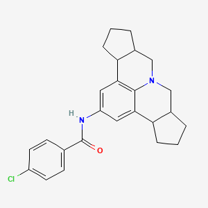 4-chloro-N-(3b,4,5,6,6a,7,9,9a,10,11,12,12a-dodecahydrocyclopenta[c]cyclopenta[4,5]pyrido[3,2,1-ij]quinolin-2-yl)benzamide