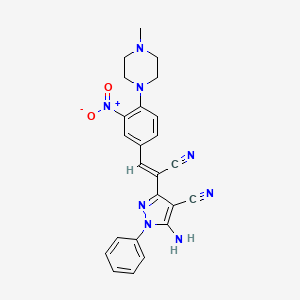 molecular formula C24H22N8O2 B15011704 5-amino-3-{(Z)-1-cyano-2-[4-(4-methylpiperazin-1-yl)-3-nitrophenyl]ethenyl}-1-phenyl-1H-pyrazole-4-carbonitrile 