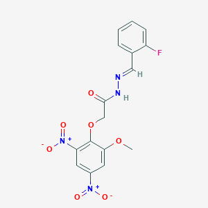 N'-[(E)-(2-fluorophenyl)methylidene]-2-(2-methoxy-4,6-dinitrophenoxy)acetohydrazide