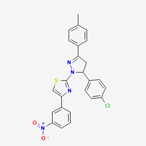 2-[5-(4-chlorophenyl)-3-(4-methylphenyl)-4,5-dihydro-1H-pyrazol-1-yl]-4-(3-nitrophenyl)-1,3-thiazole