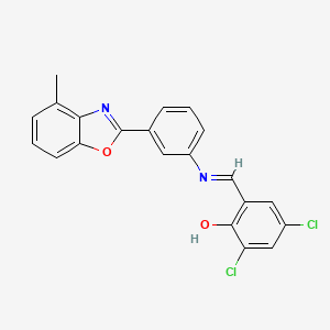 2,4-dichloro-6-[(E)-{[3-(4-methyl-1,3-benzoxazol-2-yl)phenyl]imino}methyl]phenol