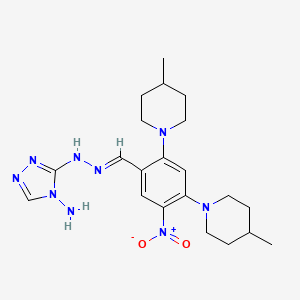 3-{(2E)-2-[2,4-bis(4-methylpiperidin-1-yl)-5-nitrobenzylidene]hydrazinyl}-4H-1,2,4-triazol-4-amine