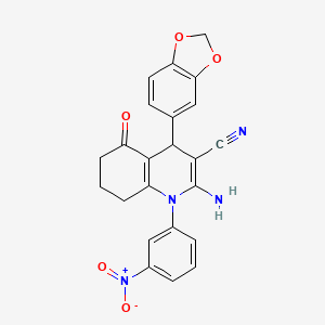 2-Amino-4-(benzo[d][1,3]dioxol-5-yl)-1-(3-nitrophenyl)-5-oxo-1,4,5,6,7,8-hexahydroquinoline-3-carbonitrile