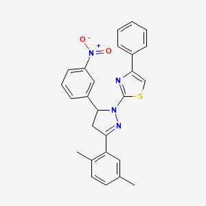 2-[3-(2,5-dimethylphenyl)-5-(3-nitrophenyl)-4,5-dihydro-1H-pyrazol-1-yl]-4-phenyl-1,3-thiazole