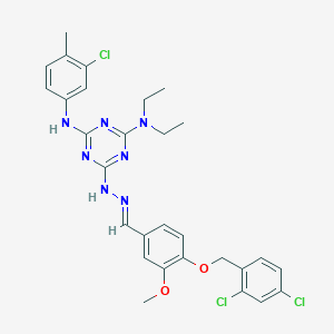 molecular formula C29H30Cl3N7O2 B15011795 Benzaldehyde, 4-(2,4-dichlorobenzyloxy)-3-methoxy-, [4-(3-chloro-4-methylphenylamino)-6-diethylamino-1,3,5-triazin-2-yl]hydrazone 