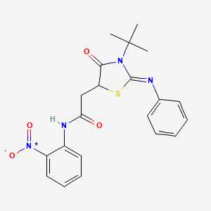 2-[(2Z)-3-tert-butyl-4-oxo-2-(phenylimino)-1,3-thiazolidin-5-yl]-N-(2-nitrophenyl)acetamide