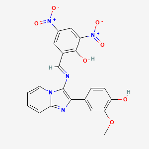 2-[(E)-{[2-(4-hydroxy-3-methoxyphenyl)imidazo[1,2-a]pyridin-3-yl]imino}methyl]-4,6-dinitrophenol