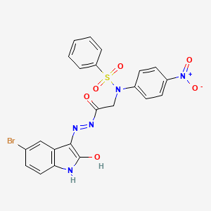 molecular formula C22H16BrN5O6S B15011853 N-({N'-[(3Z)-5-Bromo-2-oxo-2,3-dihydro-1H-indol-3-ylidene]hydrazinecarbonyl}methyl)-N-(4-nitrophenyl)benzenesulfonamide 