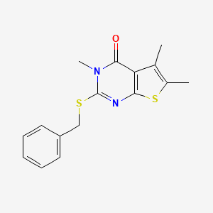 molecular formula C16H16N2OS2 B15011860 2-(benzylsulfanyl)-3,5,6-trimethylthieno[2,3-d]pyrimidin-4(3H)-one 