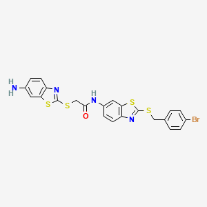 molecular formula C23H17BrN4OS4 B15011902 2-[(6-amino-1,3-benzothiazol-2-yl)sulfanyl]-N-{2-[(4-bromobenzyl)sulfanyl]-1,3-benzothiazol-6-yl}acetamide 