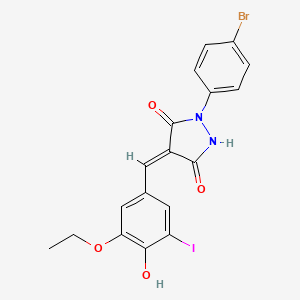 (4E)-1-(4-bromophenyl)-4-[(3-ethoxy-4-hydroxy-5-iodophenyl)methylidene]pyrazolidine-3,5-dione