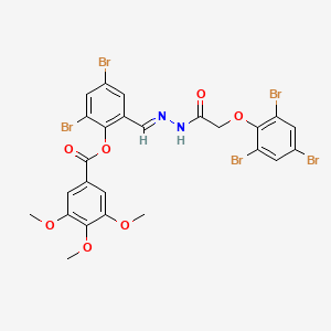 molecular formula C25H19Br5N2O7 B15011946 2,4-dibromo-6-[(E)-{2-[(2,4,6-tribromophenoxy)acetyl]hydrazinylidene}methyl]phenyl 3,4,5-trimethoxybenzoate 