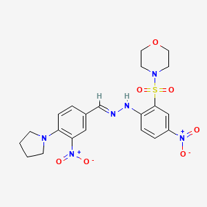 molecular formula C21H24N6O7S B15011950 4-[(5-nitro-2-{(2E)-2-[3-nitro-4-(pyrrolidin-1-yl)benzylidene]hydrazinyl}phenyl)sulfonyl]morpholine 