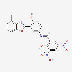 2-[(E)-{[4-hydroxy-3-(4-methyl-1,3-benzoxazol-2-yl)phenyl]imino}methyl]-4,6-dinitrophenol