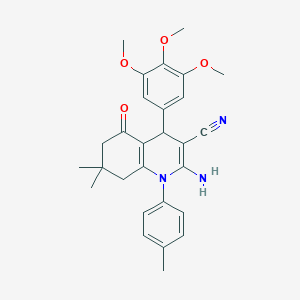 2-Amino-7,7-dimethyl-1-(4-methylphenyl)-5-oxo-4-(3,4,5-trimethoxyphenyl)-1,4,5,6,7,8-hexahydroquinoline-3-carbonitrile