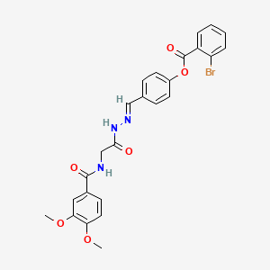 molecular formula C25H22BrN3O6 B15012012 4-(2-(((3,4-Dimethoxybenzoyl)amino)AC)carbohydrazonoyl)phenyl 2-bromobenzoate CAS No. 339271-98-6