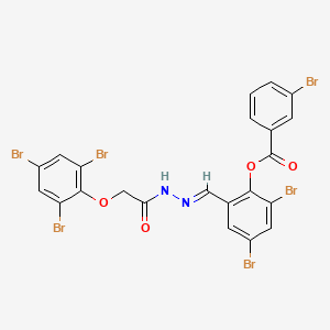 molecular formula C22H12Br6N2O4 B15012019 2,4-dibromo-6-[(E)-{2-[(2,4,6-tribromophenoxy)acetyl]hydrazinylidene}methyl]phenyl 3-bromobenzoate 