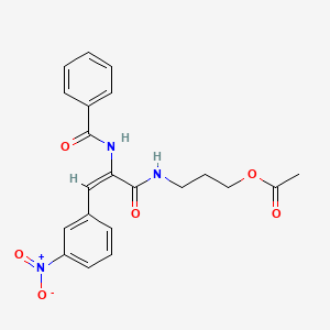 molecular formula C21H21N3O6 B15012045 3-({(2E)-3-(3-nitrophenyl)-2-[(phenylcarbonyl)amino]prop-2-enoyl}amino)propyl acetate 