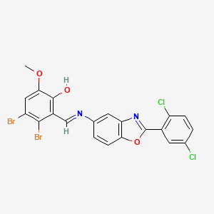 3,4-dibromo-2-[(E)-{[2-(2,5-dichlorophenyl)-1,3-benzoxazol-5-yl]imino}methyl]-6-methoxyphenol