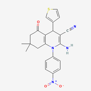 molecular formula C22H20N4O3S B15012088 2-Amino-7,7-dimethyl-1-(4-nitrophenyl)-5-oxo-4-(thiophen-3-yl)-1,4,5,6,7,8-hexahydroquinoline-3-carbonitrile CAS No. 311323-44-1