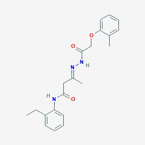 molecular formula C21H25N3O3 B15012090 (3E)-N-(2-ethylphenyl)-3-{2-[(2-methylphenoxy)acetyl]hydrazinylidene}butanamide 