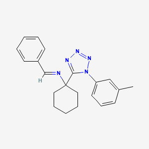 1-[1-(3-methylphenyl)-1H-tetrazol-5-yl]-N-[(E)-phenylmethylidene]cyclohexanamine