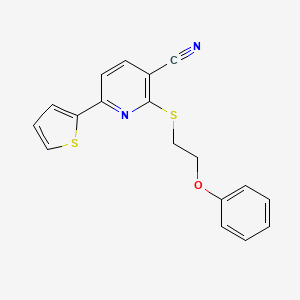 molecular formula C18H14N2OS2 B15012156 2-[(2-Phenoxyethyl)sulfanyl]-6-(thiophen-2-yl)pyridine-3-carbonitrile 