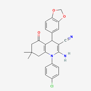 2-Amino-4-(1,3-benzodioxol-5-yl)-1-(4-chlorophenyl)-7,7-dimethyl-5-oxo-1,4,5,6,7,8-hexahydroquinoline-3-carbonitrile