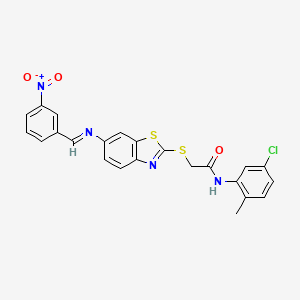 N-(5-chloro-2-methylphenyl)-2-[(6-{[(E)-(3-nitrophenyl)methylidene]amino}-1,3-benzothiazol-2-yl)sulfanyl]acetamide