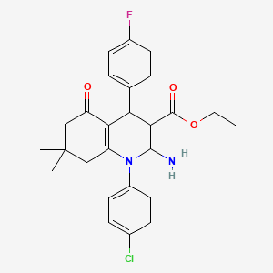 Ethyl 2-amino-1-(4-chlorophenyl)-4-(4-fluorophenyl)-7,7-dimethyl-5-oxo-1,4,5,6,7,8-hexahydroquinoline-3-carboxylate