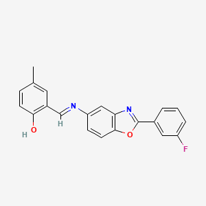 2-[(E)-{[2-(3-fluorophenyl)-1,3-benzoxazol-5-yl]imino}methyl]-4-methylphenol