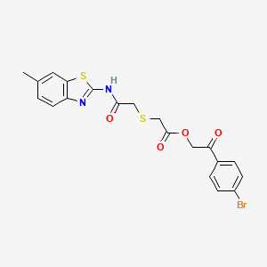 [2-(4-Bromophenyl)-2-oxoethyl] 2-[2-[(6-methyl-1,3-benzothiazol-2-yl)amino]-2-oxoethyl]sulfanylacetate